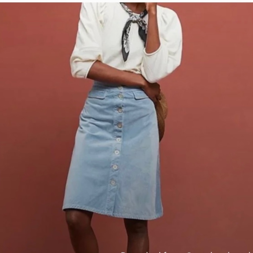 ANTHROPOLOGIE CORDUROY SKIRT IN LIGHT BLUE